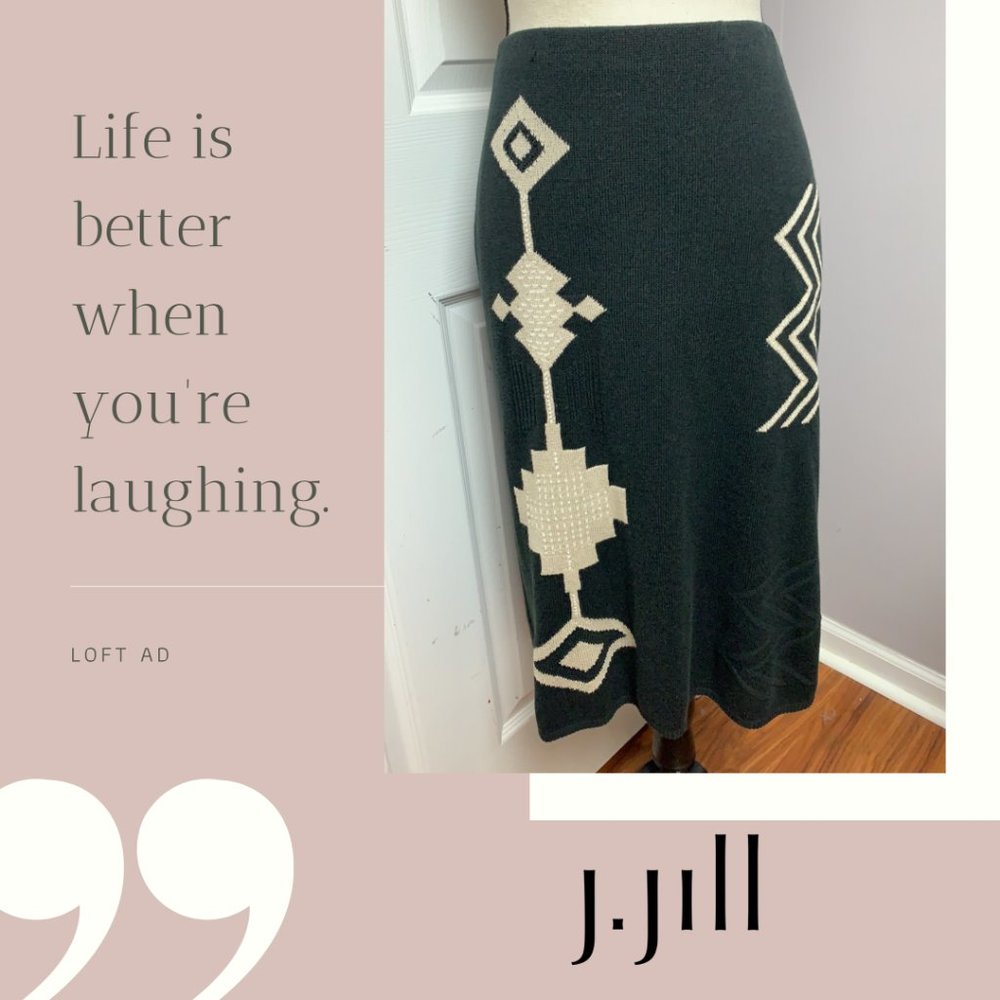 J.Jill Straight Skirt Knit Lined Aztec Design